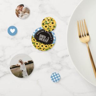 Blue Gingham & Zonnebloemen Baby-Q Douche Confetti