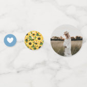 Blue Gingham & Zonnebloemen Baby-Q Douche Confetti (Achterkanten)