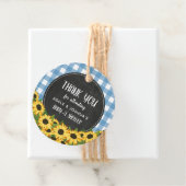 Blue Gingham & Zonnebloemen Baby-Q Douche Dank u Bedankjes Labels (In situ)