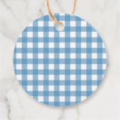 Blue Gingham & Zonnebloemen Baby-Q Douche Dank u Bedankjes Labels (Achterkant)