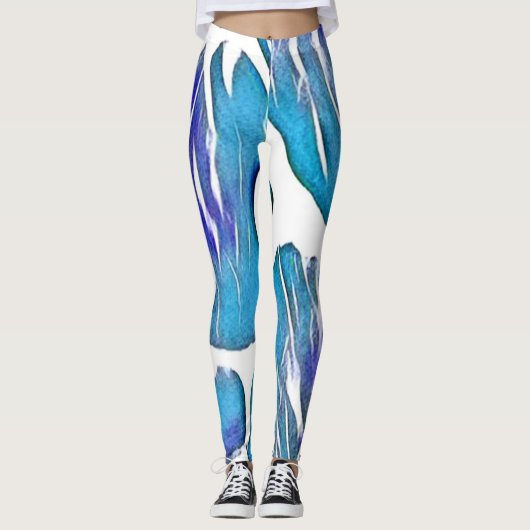 Blue Giraffe Animal Print Leggings (Voorkant)