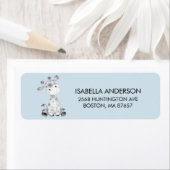 Blue Giraffe Baby shower Address Label (Insitu)