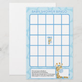 Blue Giraffe Baby shower Bingo Game (Voorkant / Achterkant)