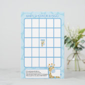 Blue Giraffe Baby shower Bingo Game (Staand voorkant)
