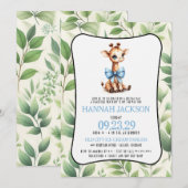 Blue Giraffe Baby shower Kaart (Voorkant / Achterkant)