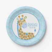 Blue Giraffe Baby shower Paper Bord (Voorkant)