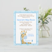 Blue Giraffe Boy Baby shower Uitnodiging (Staand voorkant)