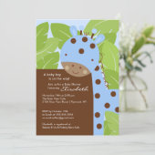 Blue Giraffe Boy Baby shower Uitnodiging (Staand voorkant)