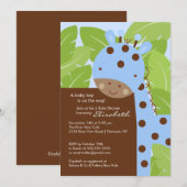 Blue Giraffe Boy Baby shower Uitnodiging (Voorkant / Achterkant)