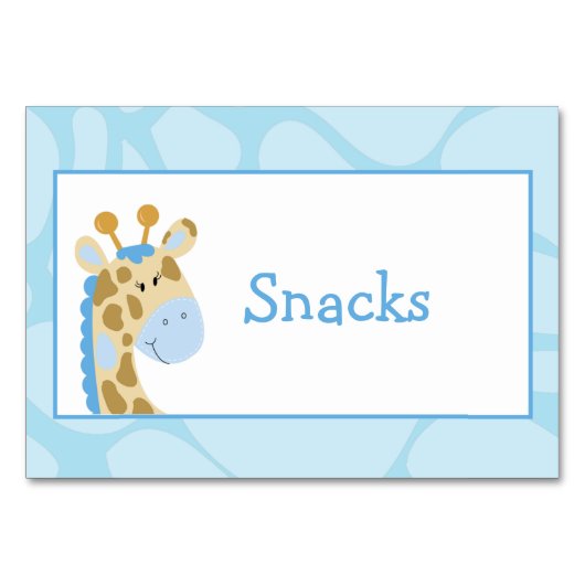 Blue Giraffe Custom Buffet Label Kaart (Voorkant)