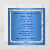 Blue Giraffe Diamond Bow Baby shower Invitation Kaart (Achterkant)