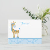 Blue Giraffe Flat Bedankkaart (Staand voorkant)