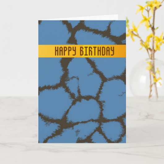 Blue Giraffe Fur Pattern Birthday Kaart (Gele Bloem)
