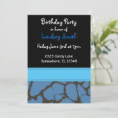 Blue Giraffe Fur Pattern Birthday Uitnodiging (Staand voorkant)