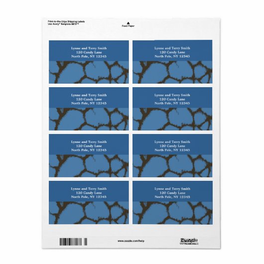 Blue Giraffe Fur Pattern Etiket (Full Sheet)