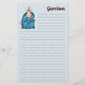 Blue Giraffe Mongrammed G Lined Briefpapier (Voorkant)
