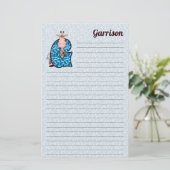 Blue Giraffe Mongrammed G Lined Briefpapier (Staand voorkant)