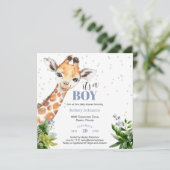 Blue Giraffe Oerwoud Safari Het is een Boy Baby sh Kaart (Staand voorkant)