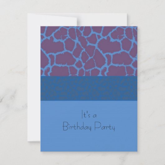 Blue Giraffe Pattern Birthday Party Invitation Kaart (Voorkant)