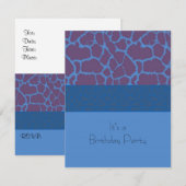 Blue Giraffe Pattern Birthday Party Invitation Kaart (Voorkant / Achterkant)