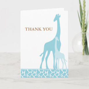 Blue Giraffes Baby shower Dank u Bedankkaart