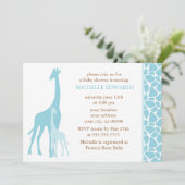 Blue Giraffes Boy Baby shower Kaart (Staand voorkant)