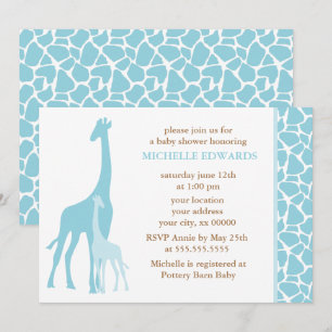 Blue Giraffes Boy Baby shower Kaart