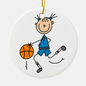 Blue Girl Basketball Player T shirten en Gifts Keramisch Ornament (Voorkant)