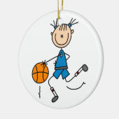 Blue Girl Basketball Player T shirten en Gifts Keramisch Ornament (Links)