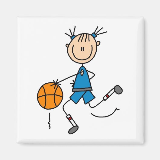 Blue Girl Basketball Player T shirten en Gifts Magneet (Voorkant)