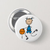 Blue Girl Basketball Player T shirten en Gifts Ronde Button 5,7 Cm (Voorkant /achterkant)
