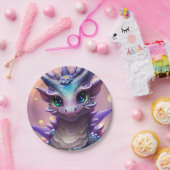 Blue Girl Dragon Papieren Bordje (Feest)