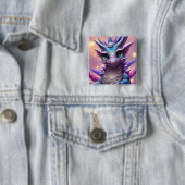 Blue Girl Dragon Poster Vierkante Button 5,1 Cm (In situ)