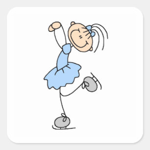 Blue Girl Figuurtjes Skater T-shirts en cadeautjes Vierkante Sticker