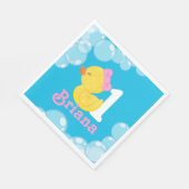 Blue Girl Rubber Duck Persoonlijke Verjaardag Servet (Hoek)