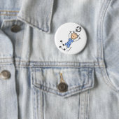Blue Girl Soccer Player Button (In situ)