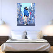 Blue Girl｜Sushi JK Generative ai  Canvas Afdruk