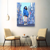Blue Girl｜Sushi JK Generative ai  Canvas Afdruk