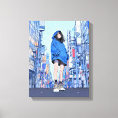 Blue Girl｜Sushi JK Generative ai  Canvas Afdruk (Voorkant)