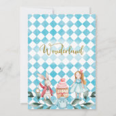 Blue Girls Alice in Wonderland Birthday Invitation Kaart (Achterkant)