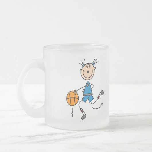 Blue Girls Basketball Tshirts en Gifts Matglas Koffiemok (Links)