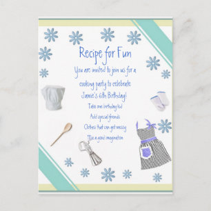 Blue Girls Cooking Party Invitation Briefkaart