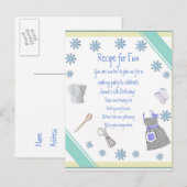 Blue Girls Cooking Party Invitation Briefkaart (Voorkant / Achterkant)