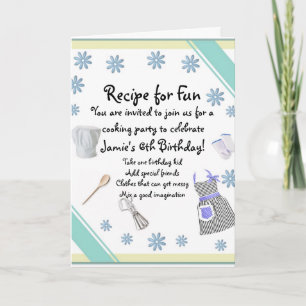 Blue Girls Cooking Party Uitnodiging