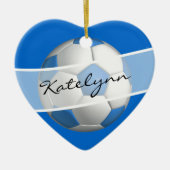 Blue Girls Voetbal Black Heart Ornament (Voorkant)