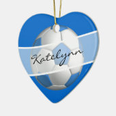 Blue Girls Voetbal Black Heart Ornament (Links)