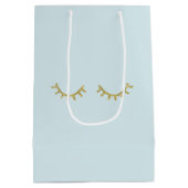  Blue Girly Gold Glam Glitter Wimpers Medium Cadeauzakje (Achterkant)