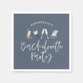 Blue girly modern champagne script bachelorette servet