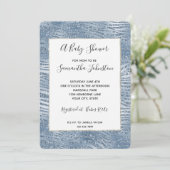 Blue Glam Glitter Zebra Print Baby shower Kaart (Staand voorkant)