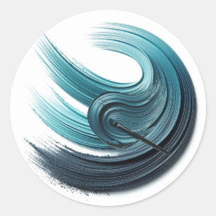 Blue Glam Oceanische Oogschaduw  Ronde Sticker
